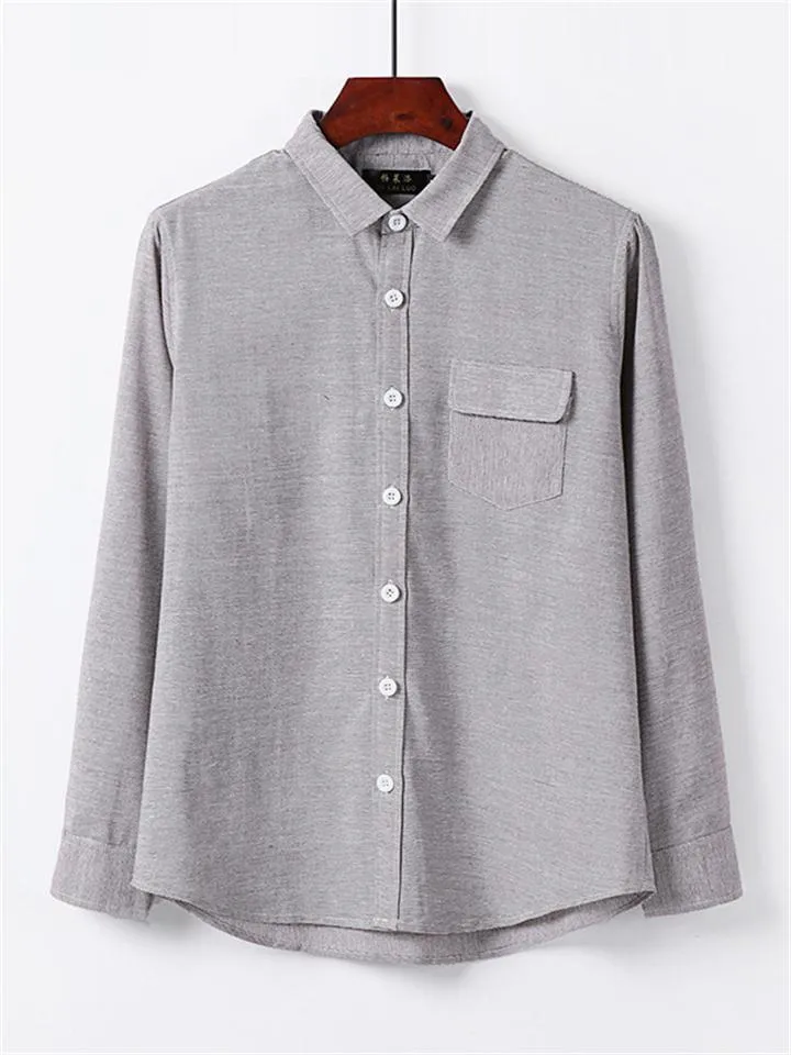 Loose Casual Comfy Striped Full Buttons Long Sleeve Shirts With Pocket