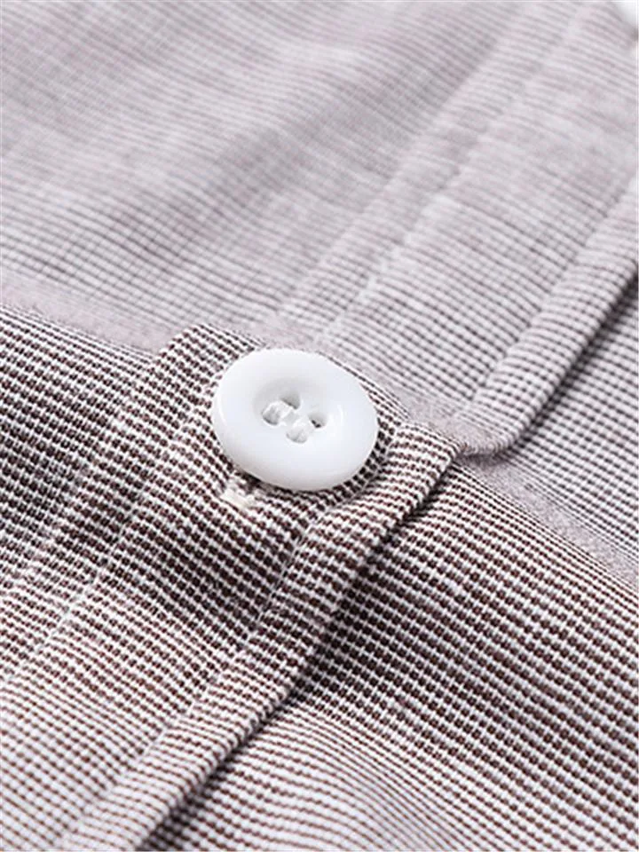 Loose Casual Comfy Striped Full Buttons Long Sleeve Shirts With Pocket