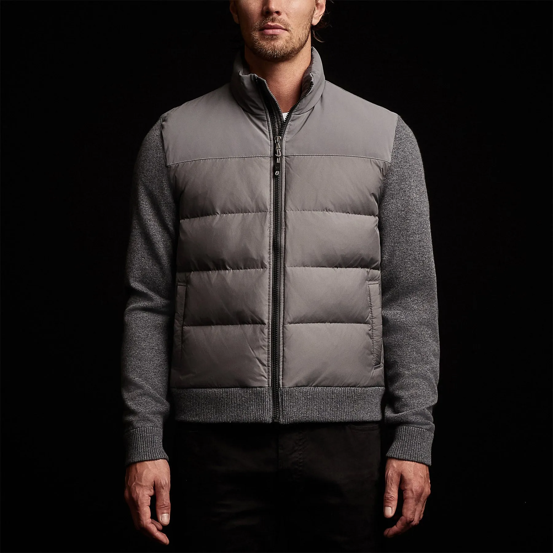 Luxury Down Zip Front Sweater - Flannel