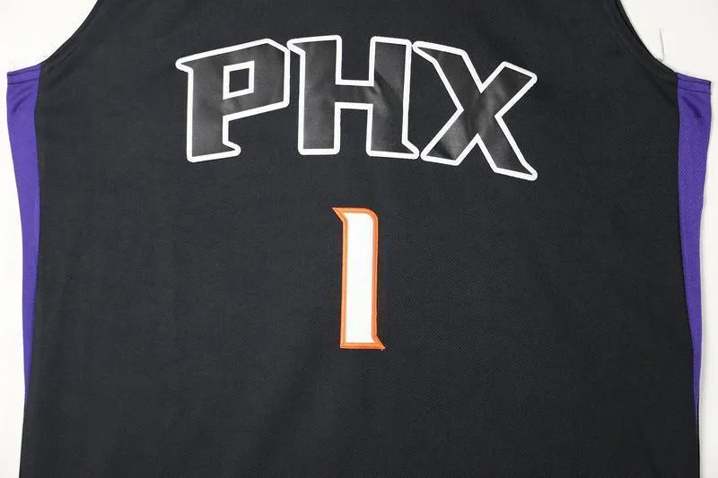 Men 1 Devin Booker Jersey Black Phoenix Suns Throwback Swingman Jersey