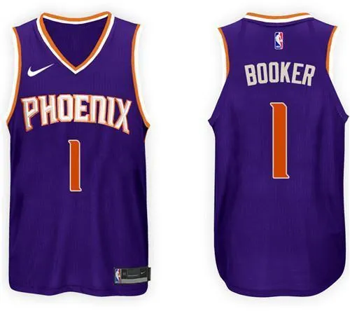 Men 1 Devin Booker Jersey Purple Phoenix Suns City Edition Jersey Authentic Player