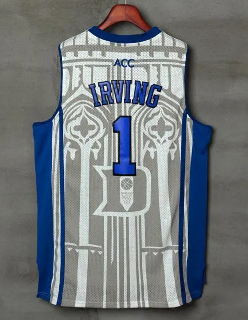 Men 1 Kyrie Irving Jersey White Duke Blue Devils Swingman Jersey