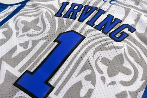 Men 1 Kyrie Irving Jersey White Duke Blue Devils Swingman Jersey