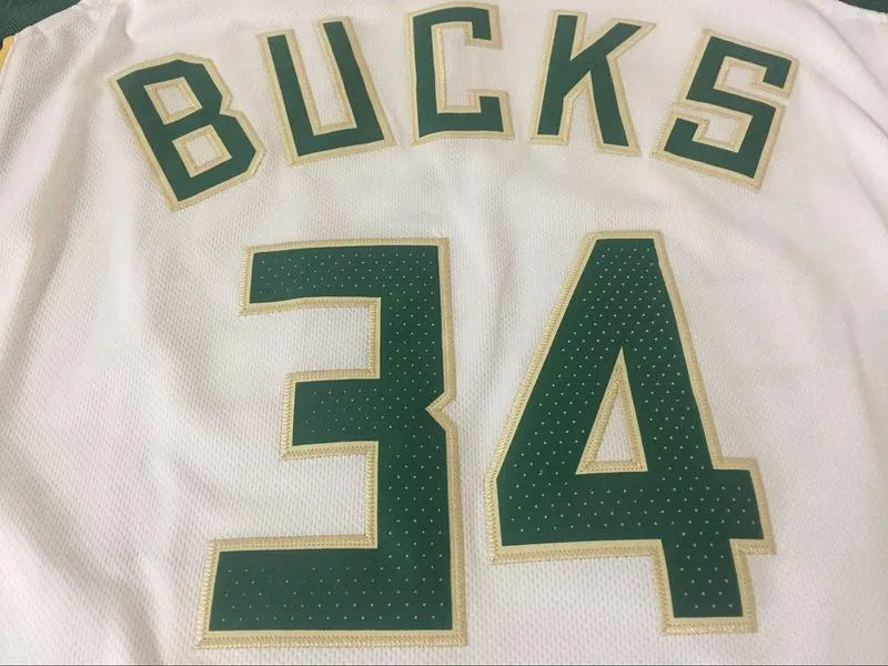 Men 34 Giannis Antetokounmpo Jersey White&Green Milwaukee Bucks Fanatics