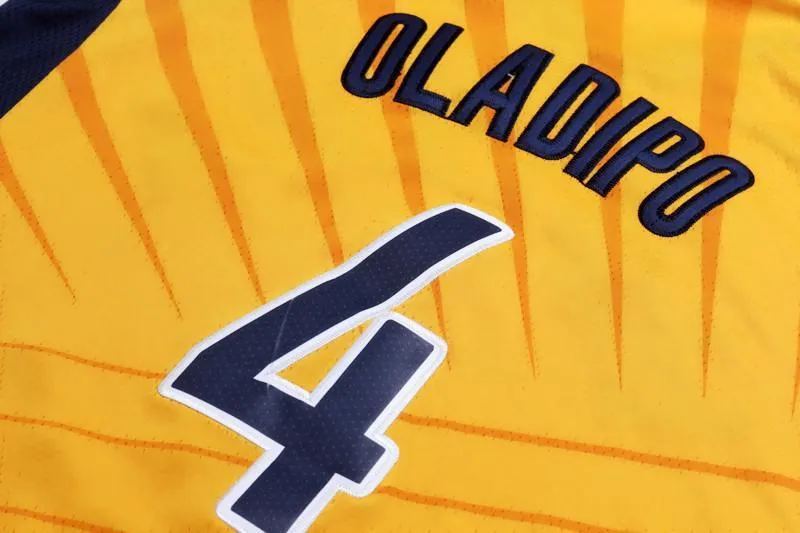 Men 4 VICTOR OLADIPO Jersey Yellow Gold Indiana Pacers Jersey Player