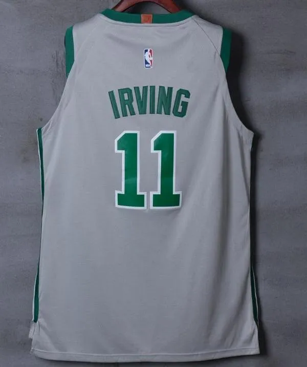 Men Boston Celtics 11 Kyrie Irving Jersey Gray Authentic Player