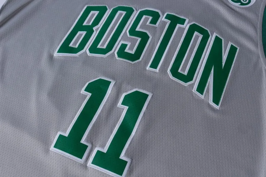 Men Boston Celtics 11 Kyrie Irving Jersey Gray Authentic Player