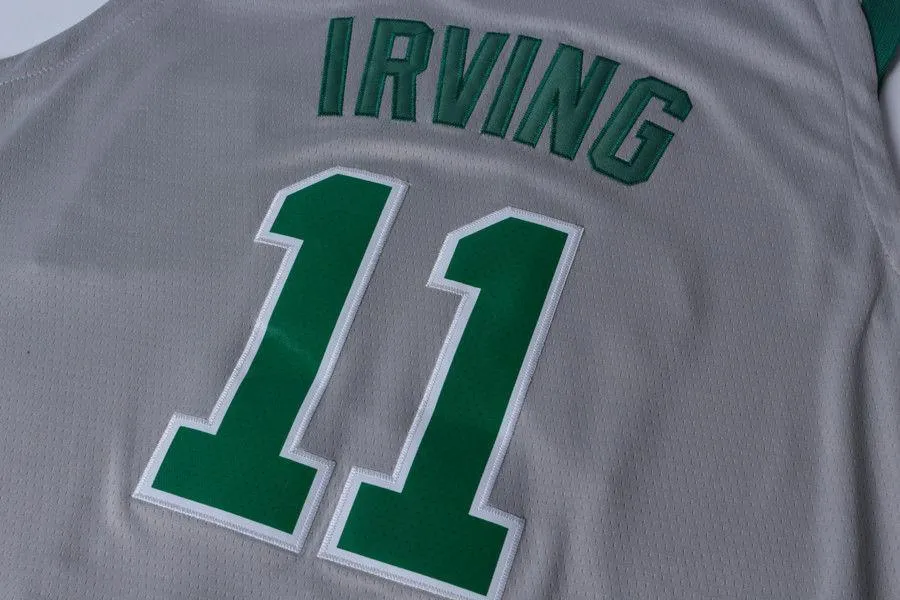 Men Boston Celtics 11 Kyrie Irving Jersey Gray Authentic Player