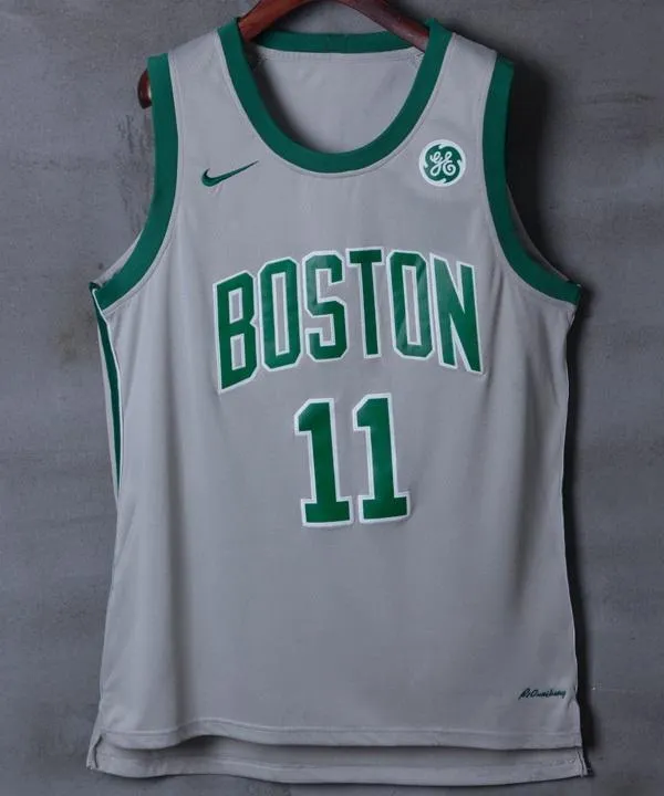 Men Boston Celtics 11 Kyrie Irving Jersey Gray Authentic Player