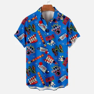 Men's Bowling Floral Printed Short Sleeve Shirt