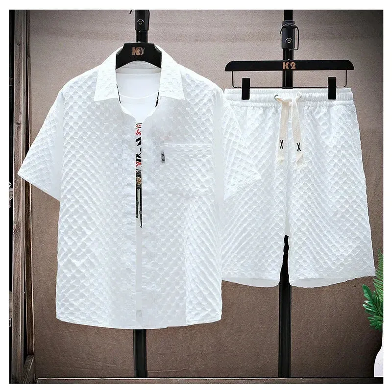 Men's Casual Sport Suit – Short Sleeve, Vintage & Trendy