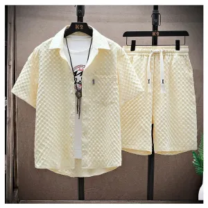 Men's Casual Sport Suit – Short Sleeve, Vintage & Trendy