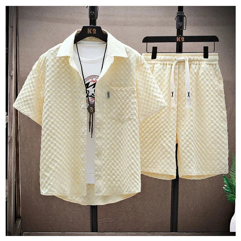 Men's Casual Sport Suit – Short Sleeve, Vintage & Trendy
