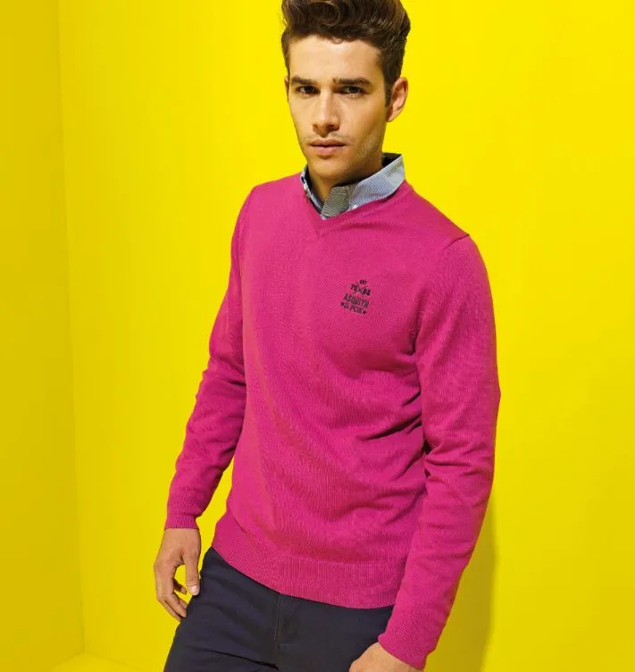Men's cotton blend v-neck sweater, Personalised Gift