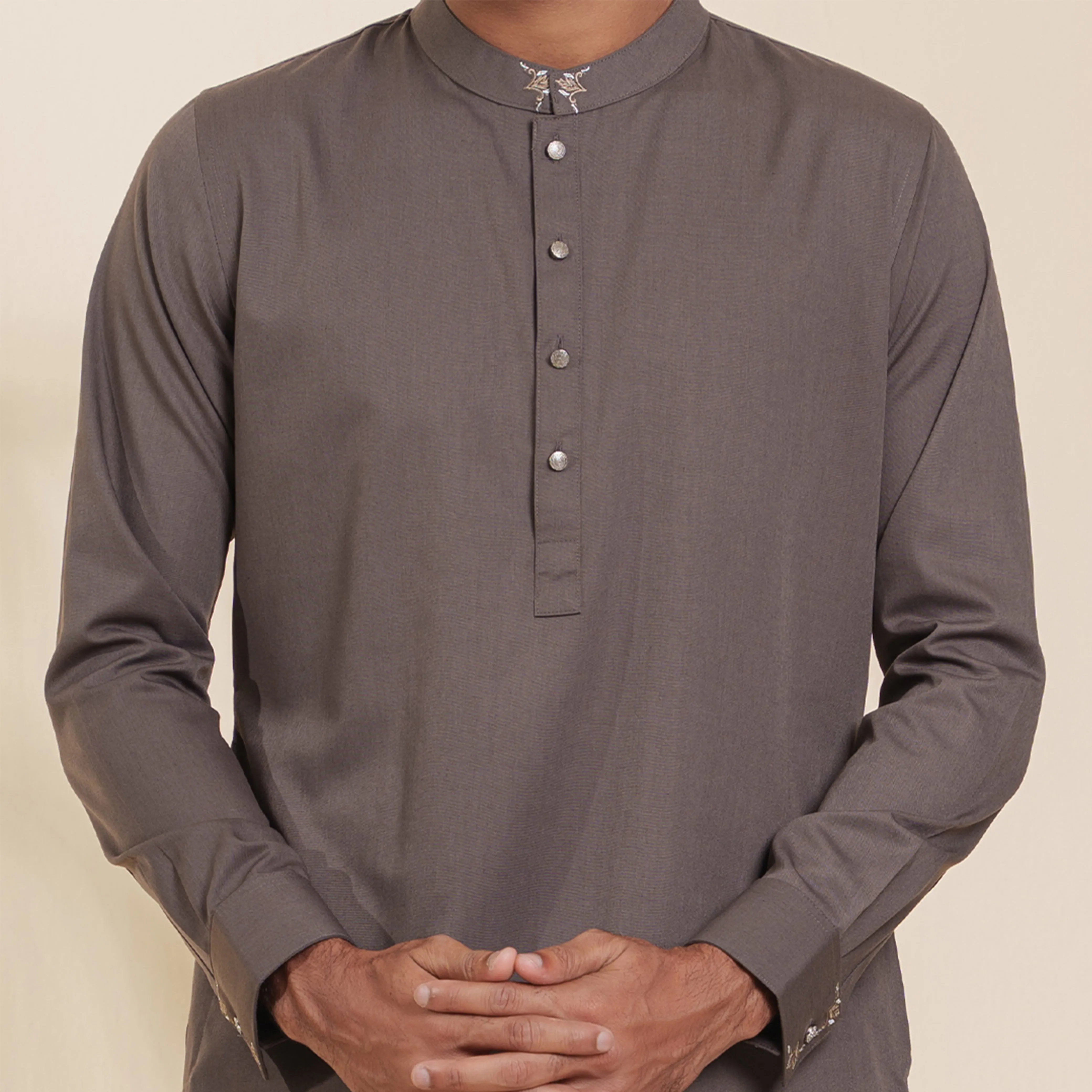 Mens Premium Panjabi-  Ash Grey