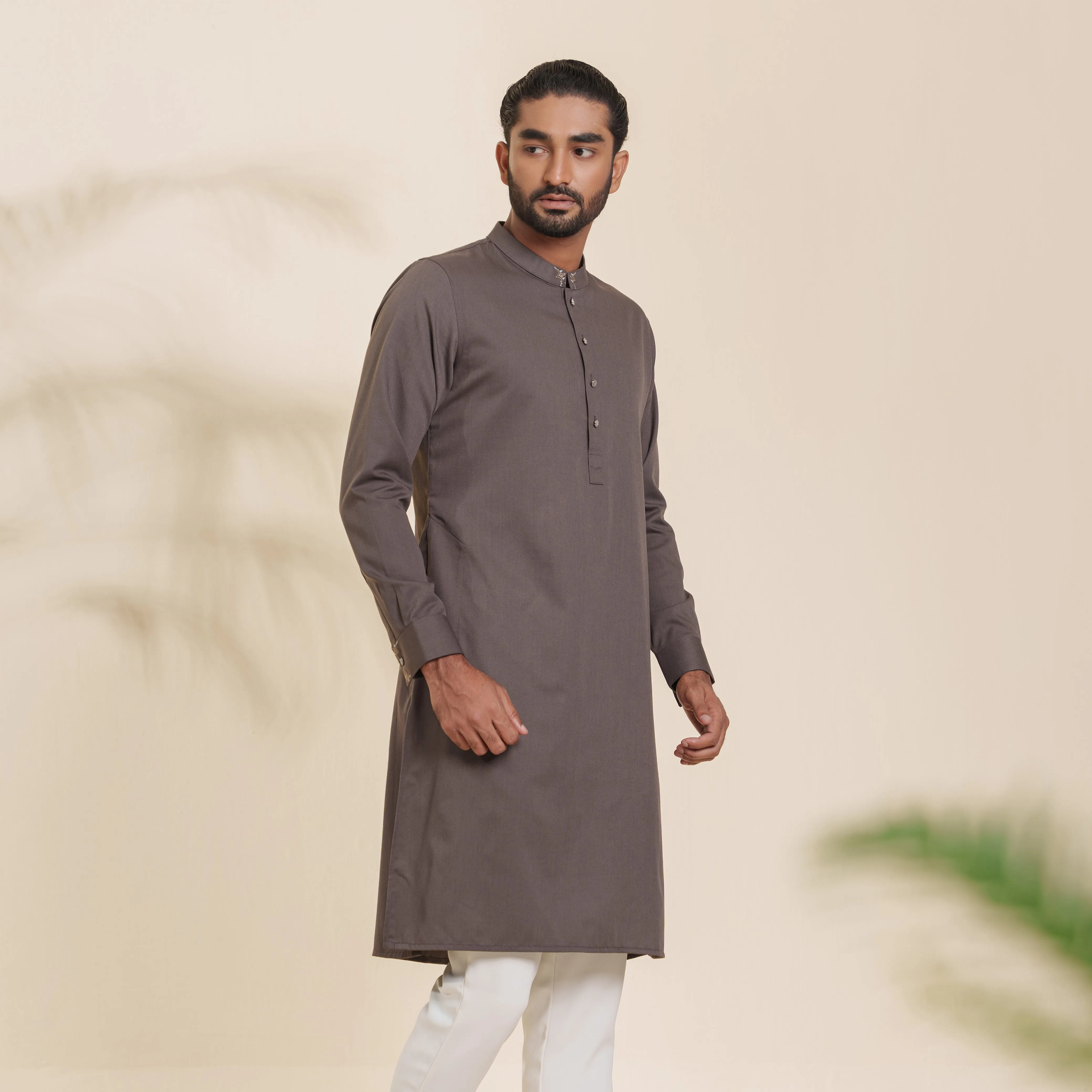 Mens Premium Panjabi-  Ash Grey