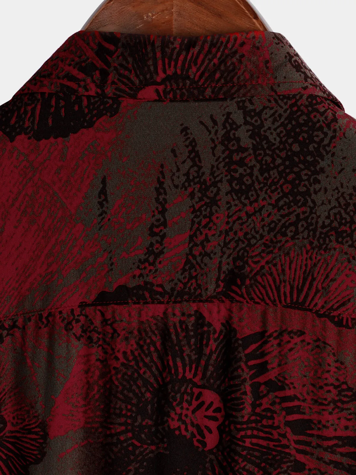 Men's Retro Floral Button Up Casual Short Sleeve Shirt