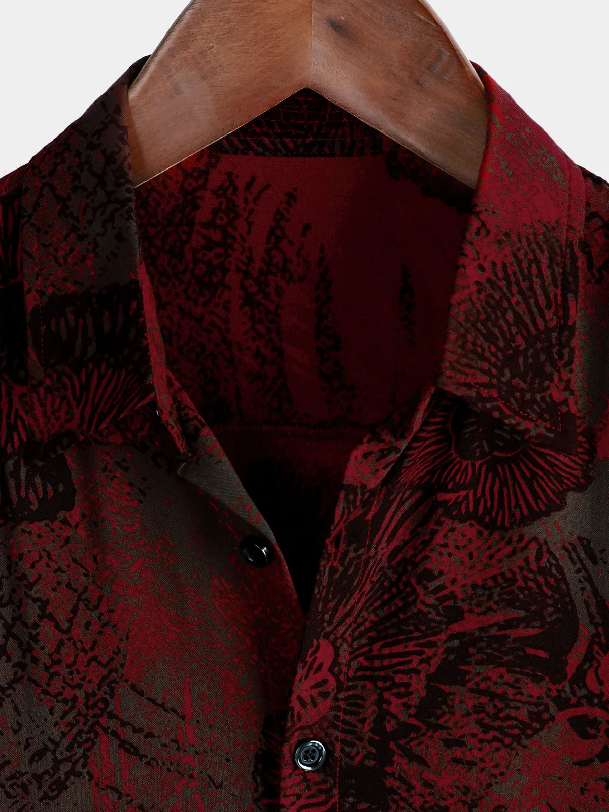 Men's Retro Floral Button Up Casual Short Sleeve Shirt