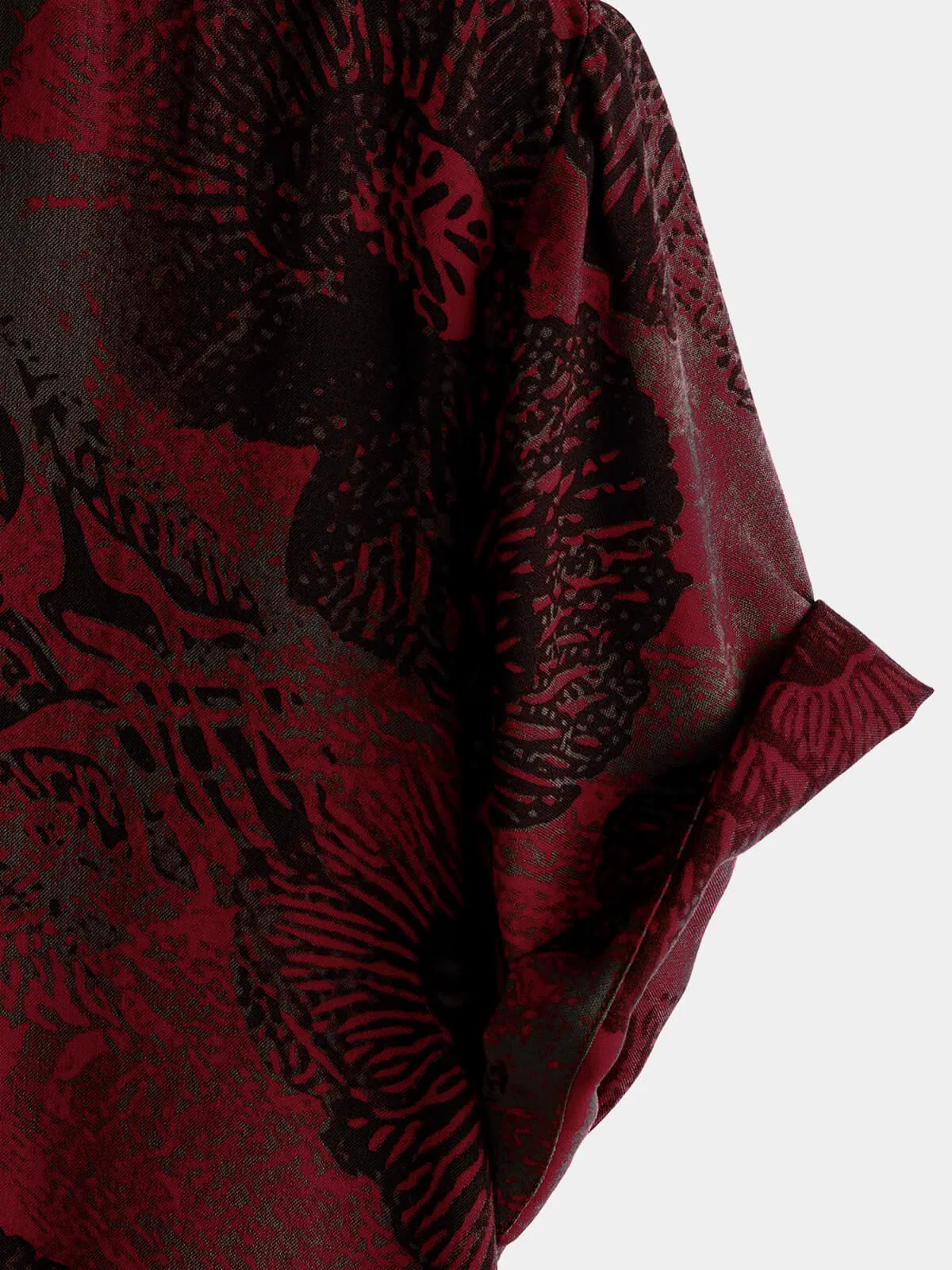 Men's Retro Floral Button Up Casual Short Sleeve Shirt