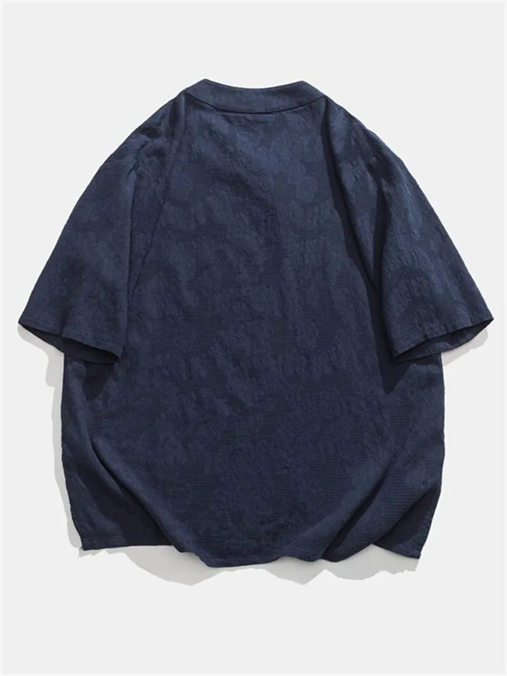 Men's Summer V Neck Short Sleeve Regular Fit Linen Shirt