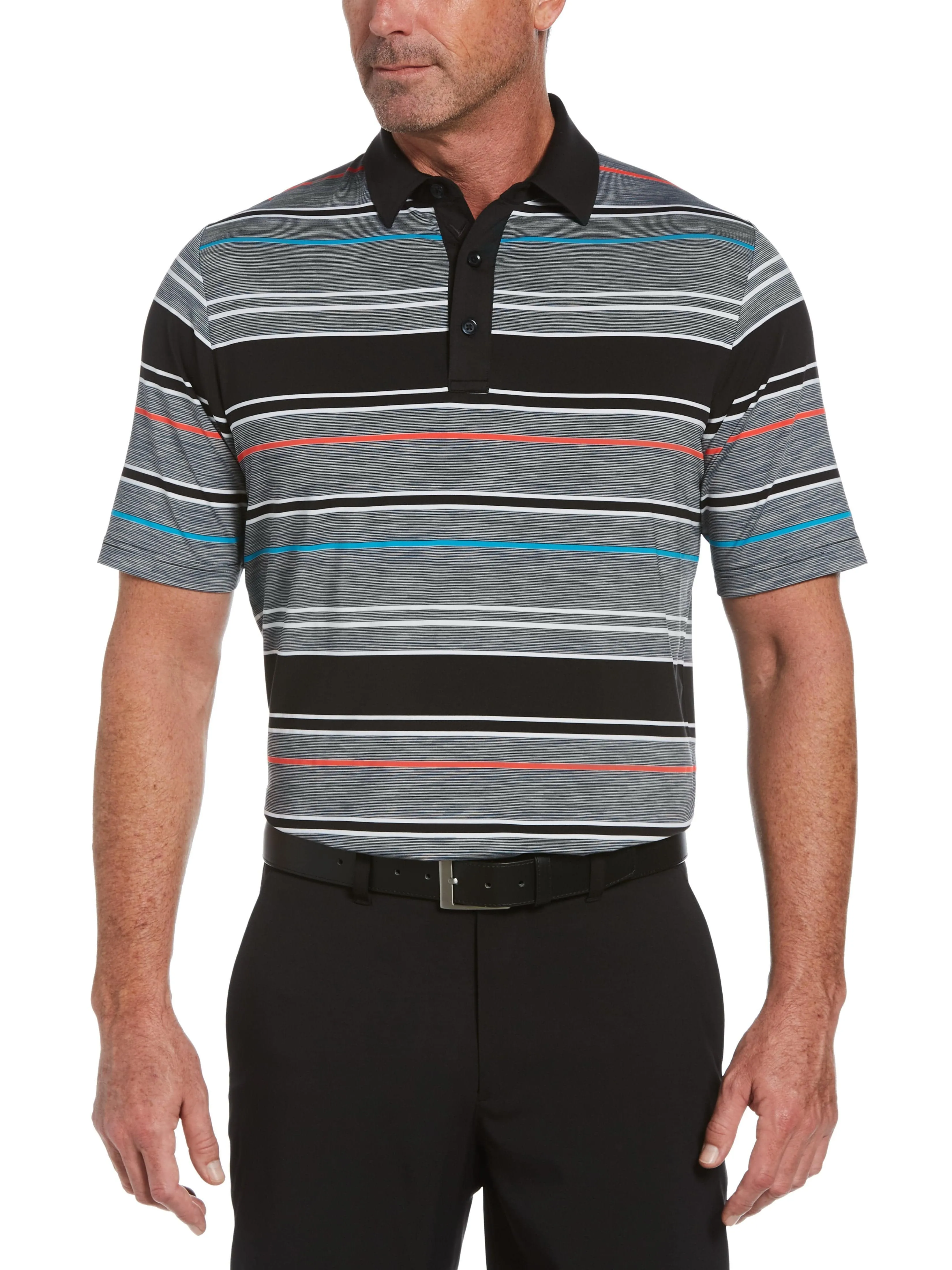 Mens Swing Tech™ Marled Texture Stripe Polo