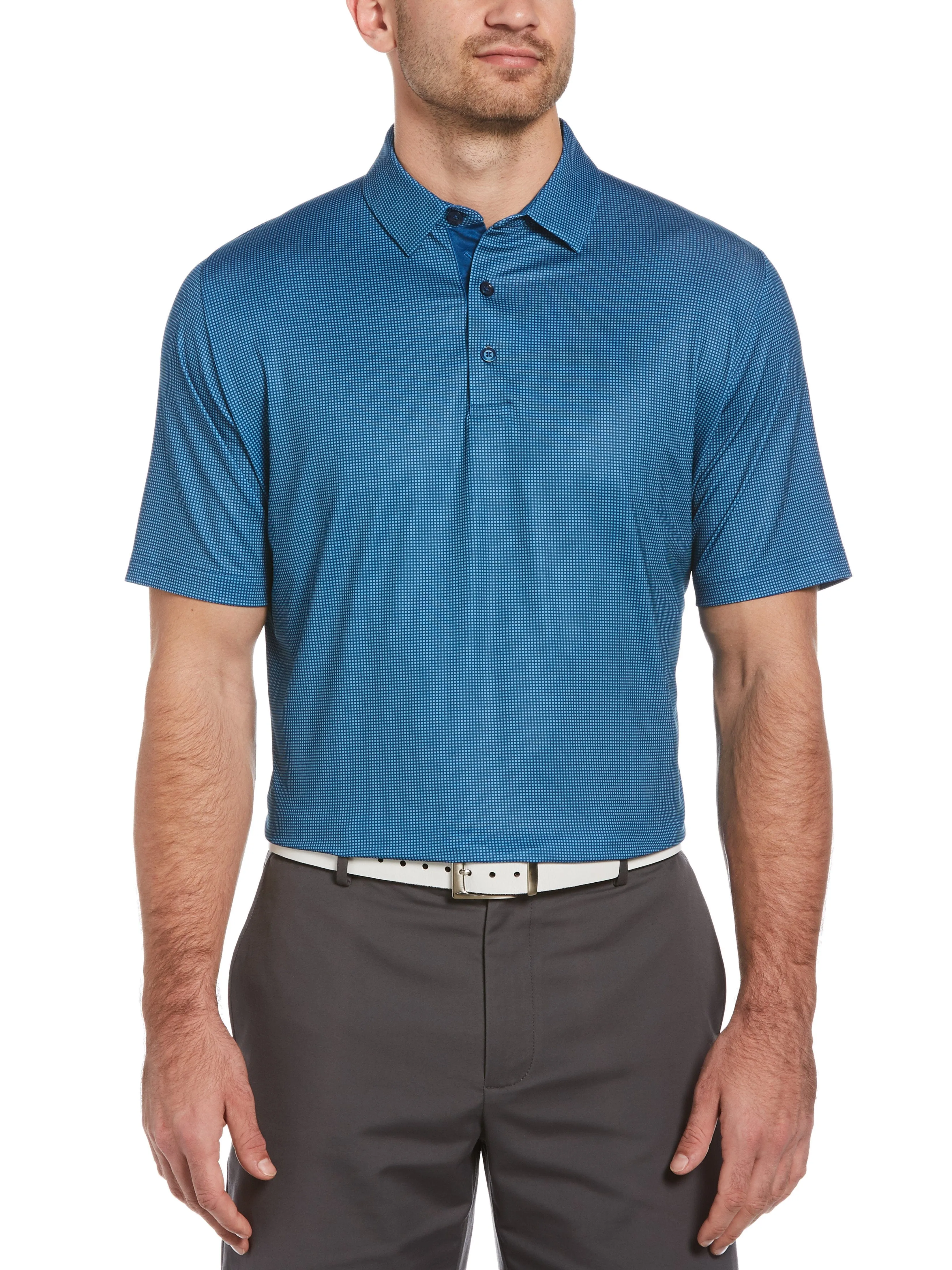 Mens Swing Tech™ Printed Gingham Polo