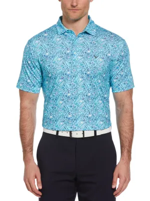 Mens Tropical Cocktail Print Short Sleeve Golf Polo