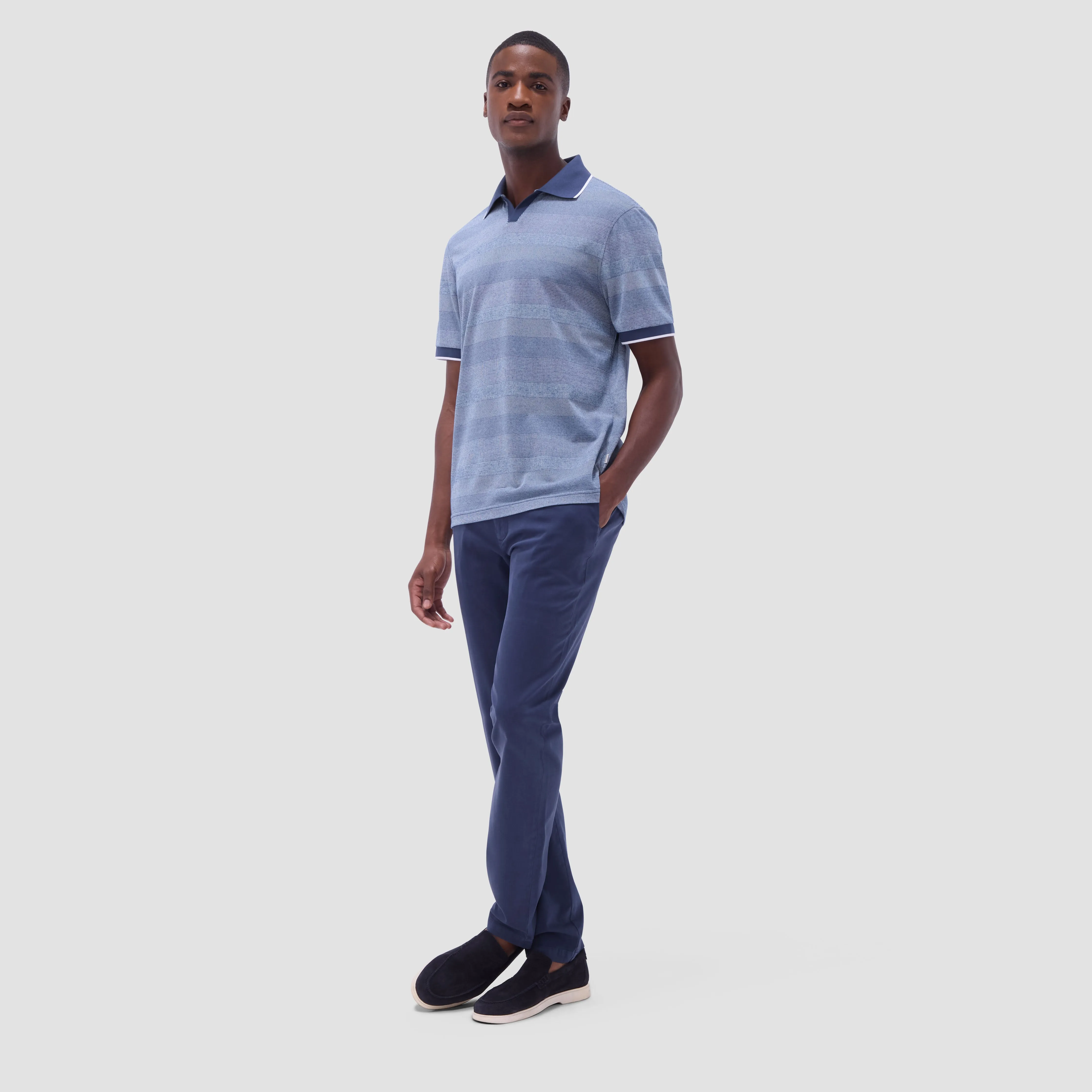 Mixed Media Johnny Collar Polo Shirt