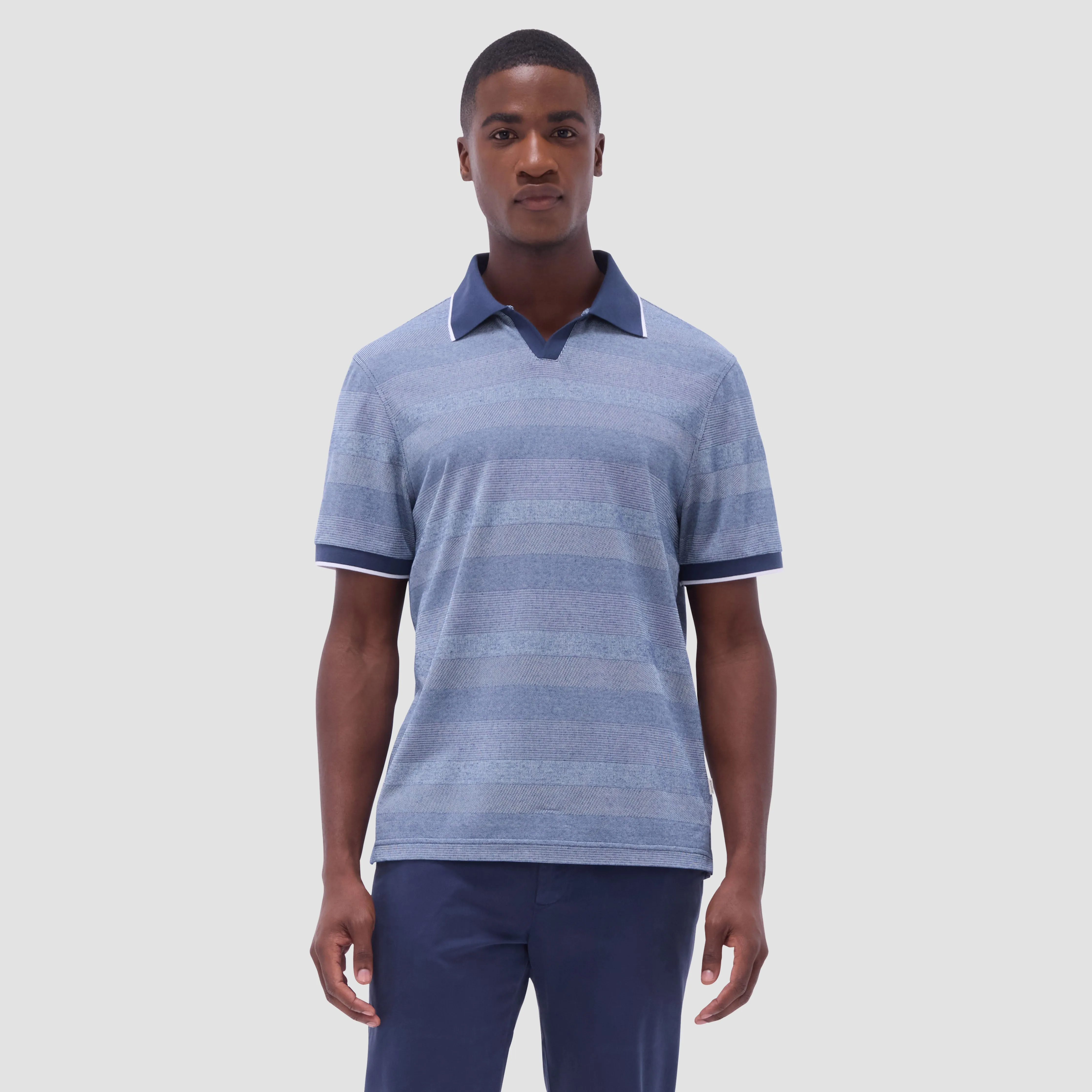 Mixed Media Johnny Collar Polo Shirt