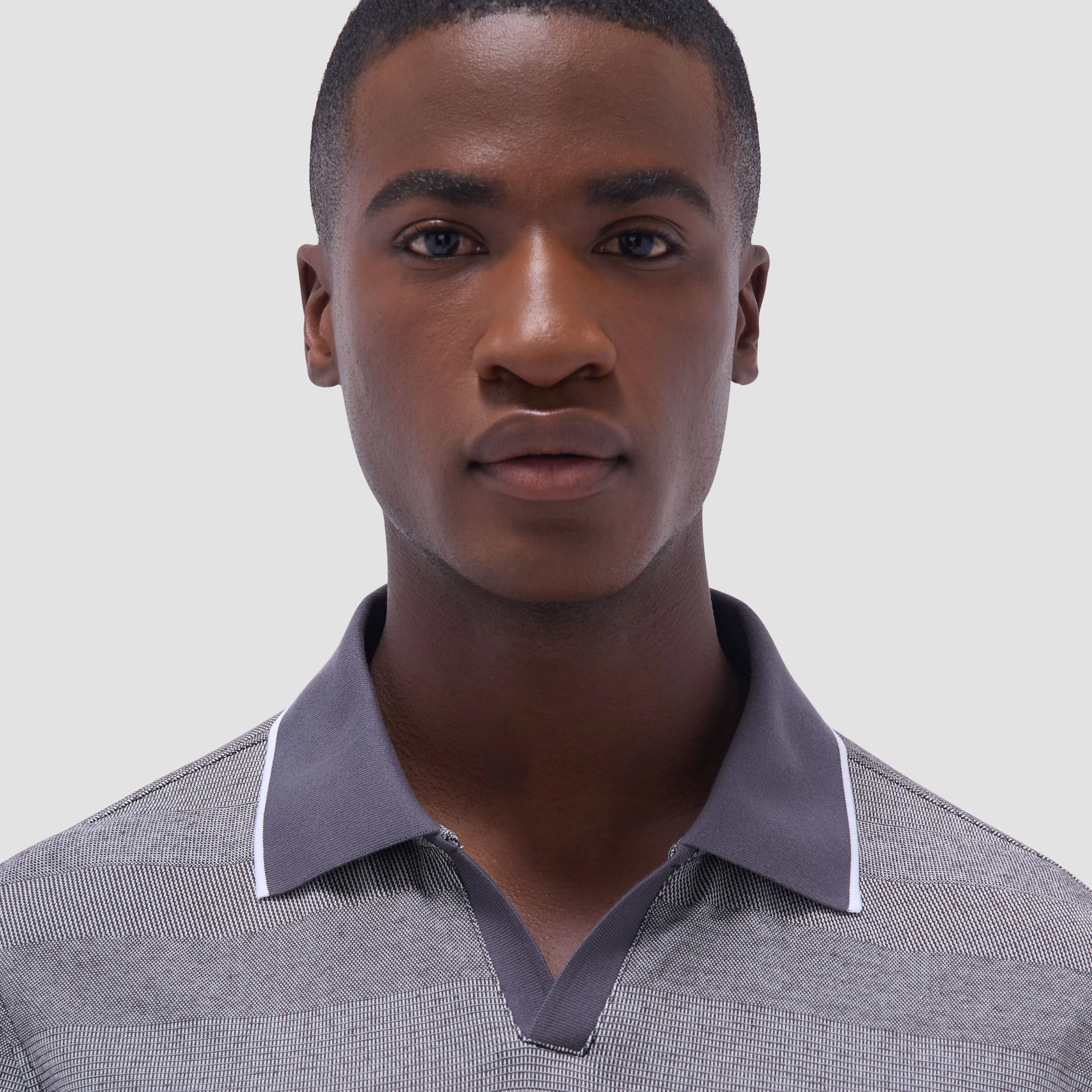 Mixed Media Johnny Collar Polo Shirt