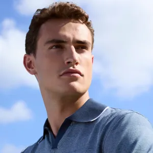 Mixed Media Johnny Collar Polo Shirt