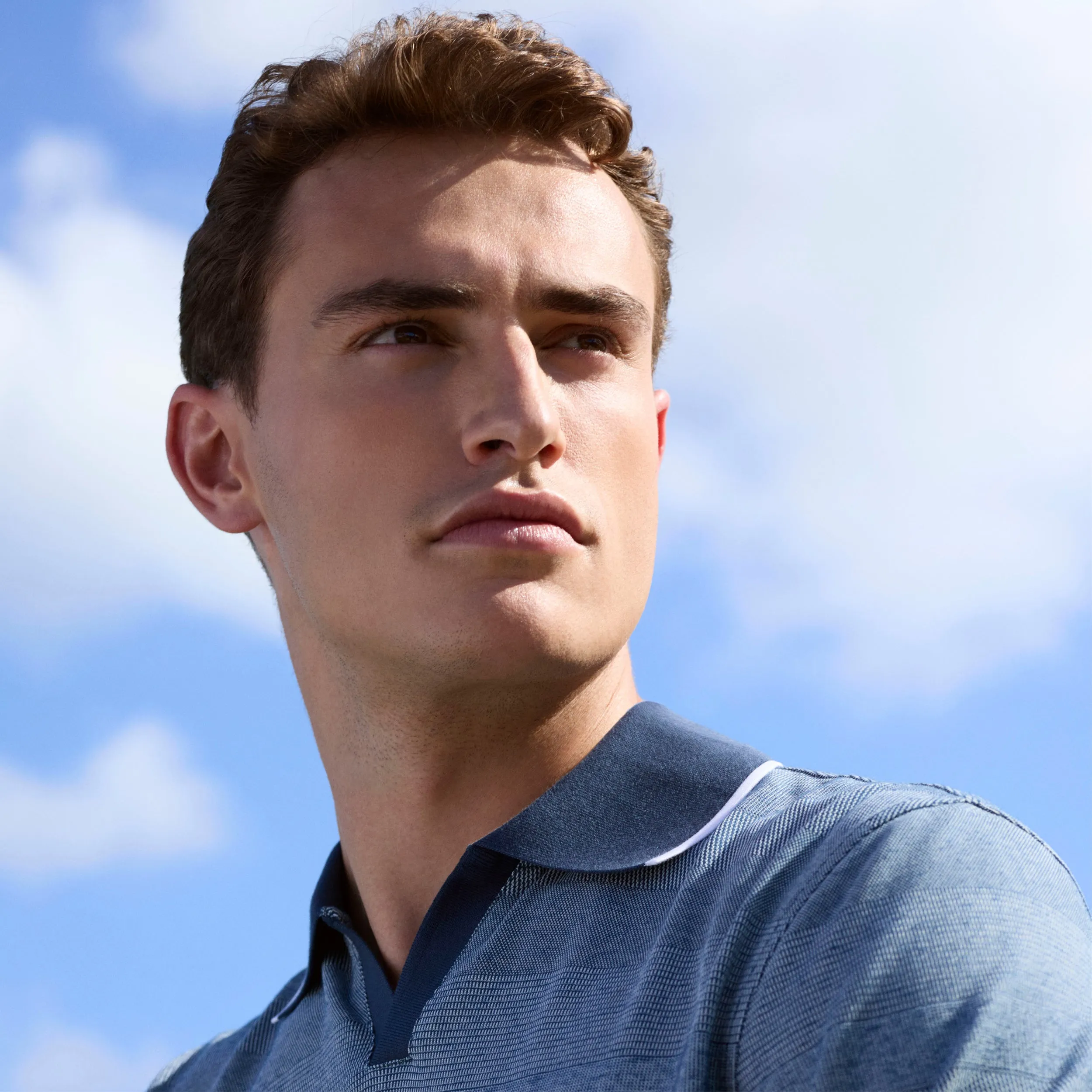 Mixed Media Johnny Collar Polo Shirt
