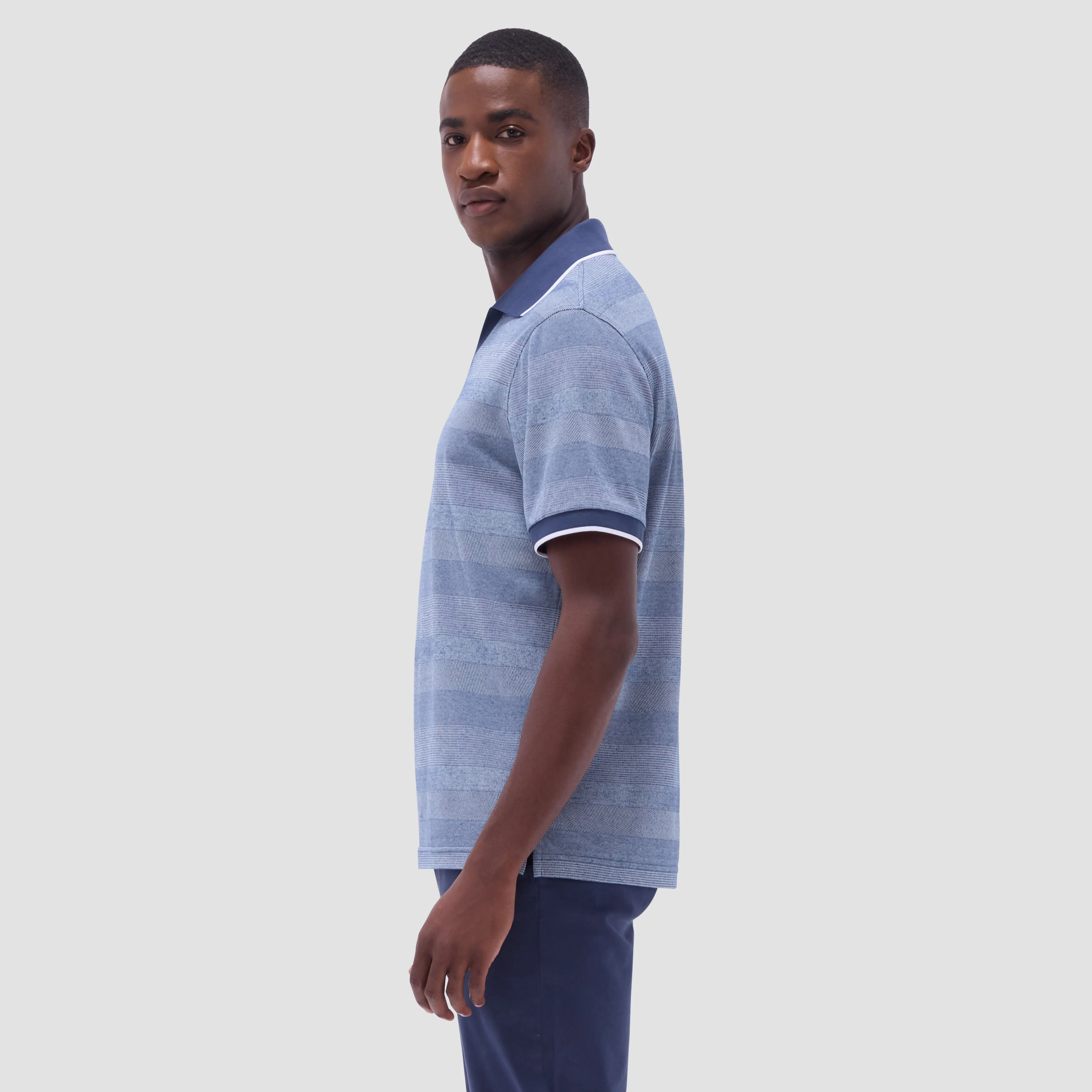 Mixed Media Johnny Collar Polo Shirt