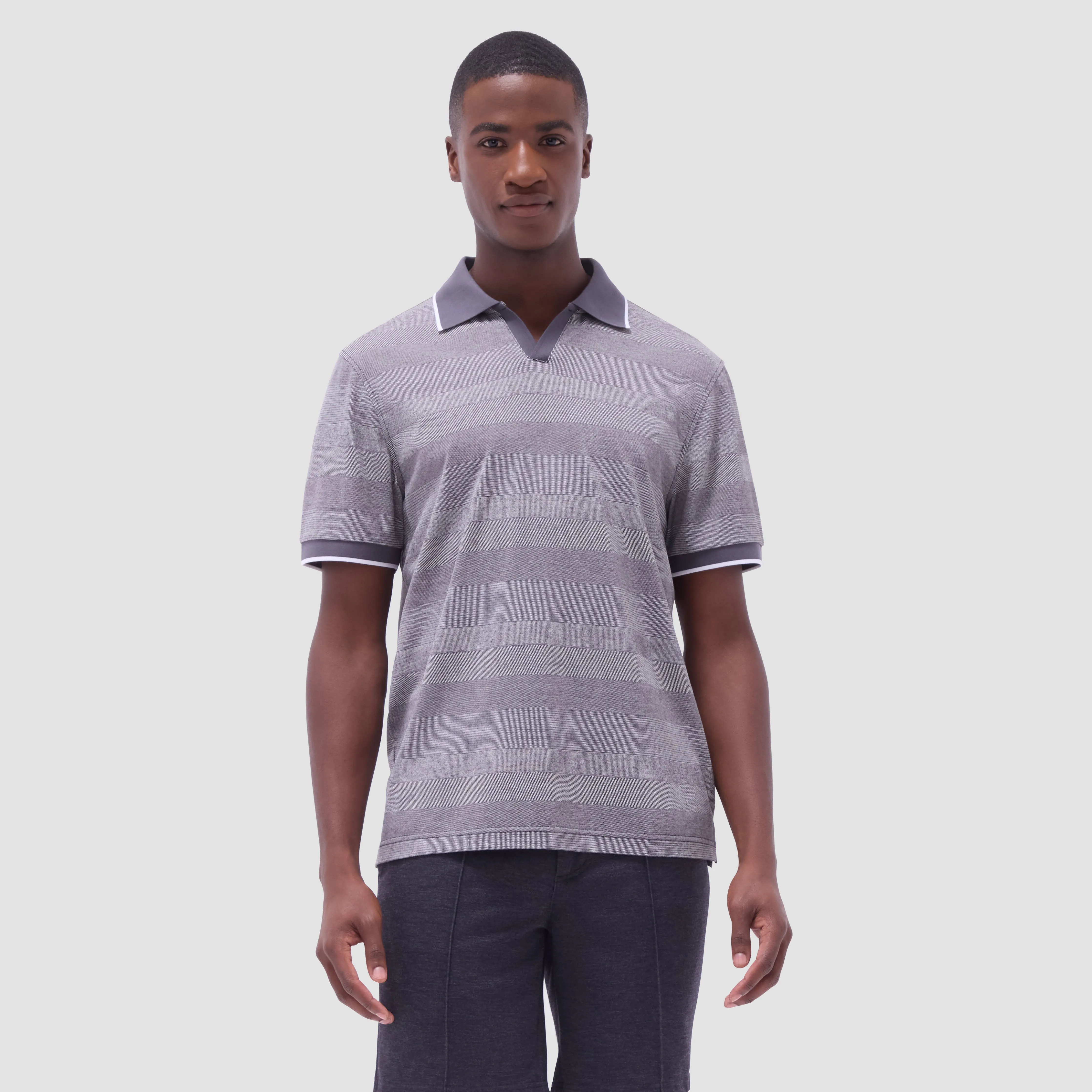 Mixed Media Johnny Collar Polo Shirt