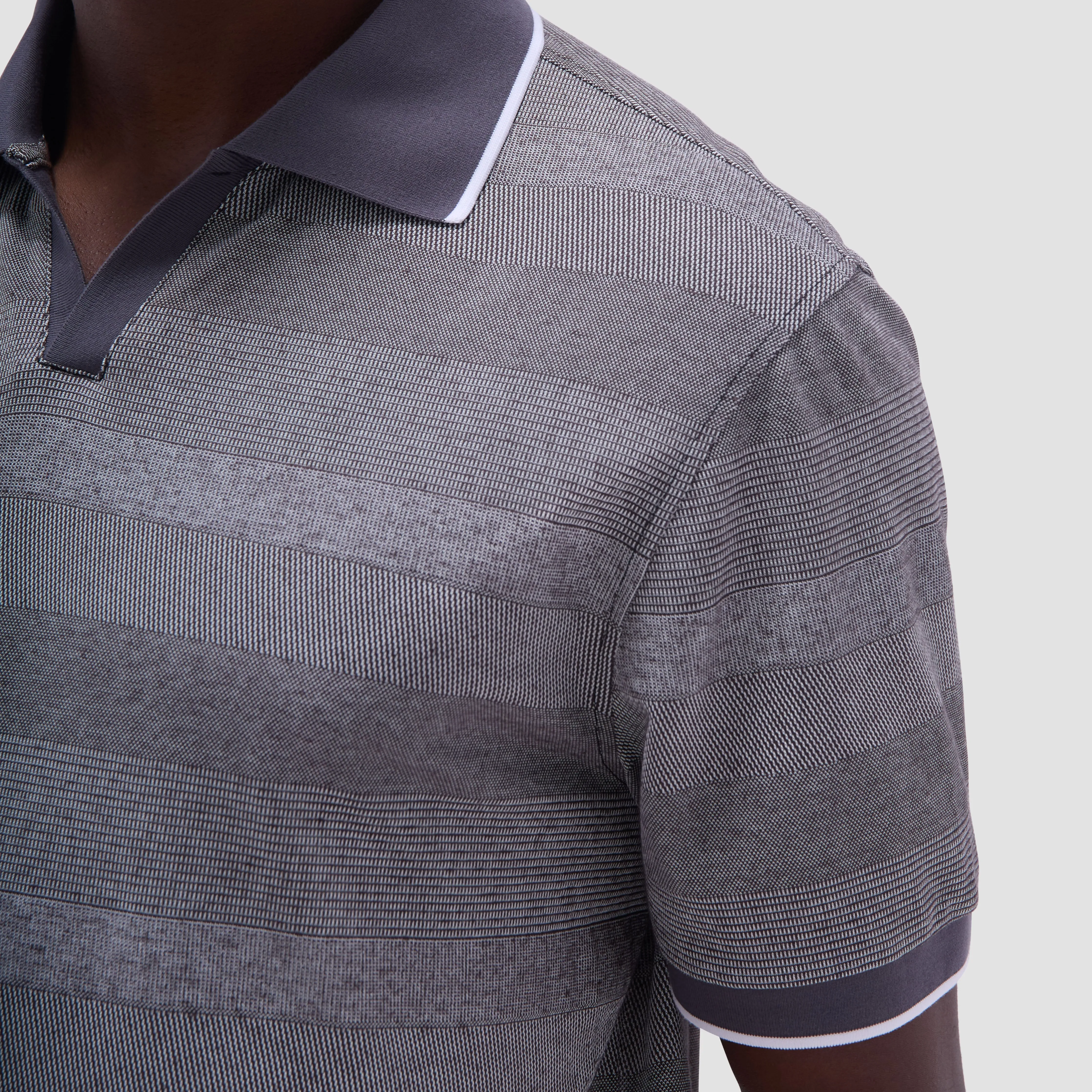 Mixed Media Johnny Collar Polo Shirt