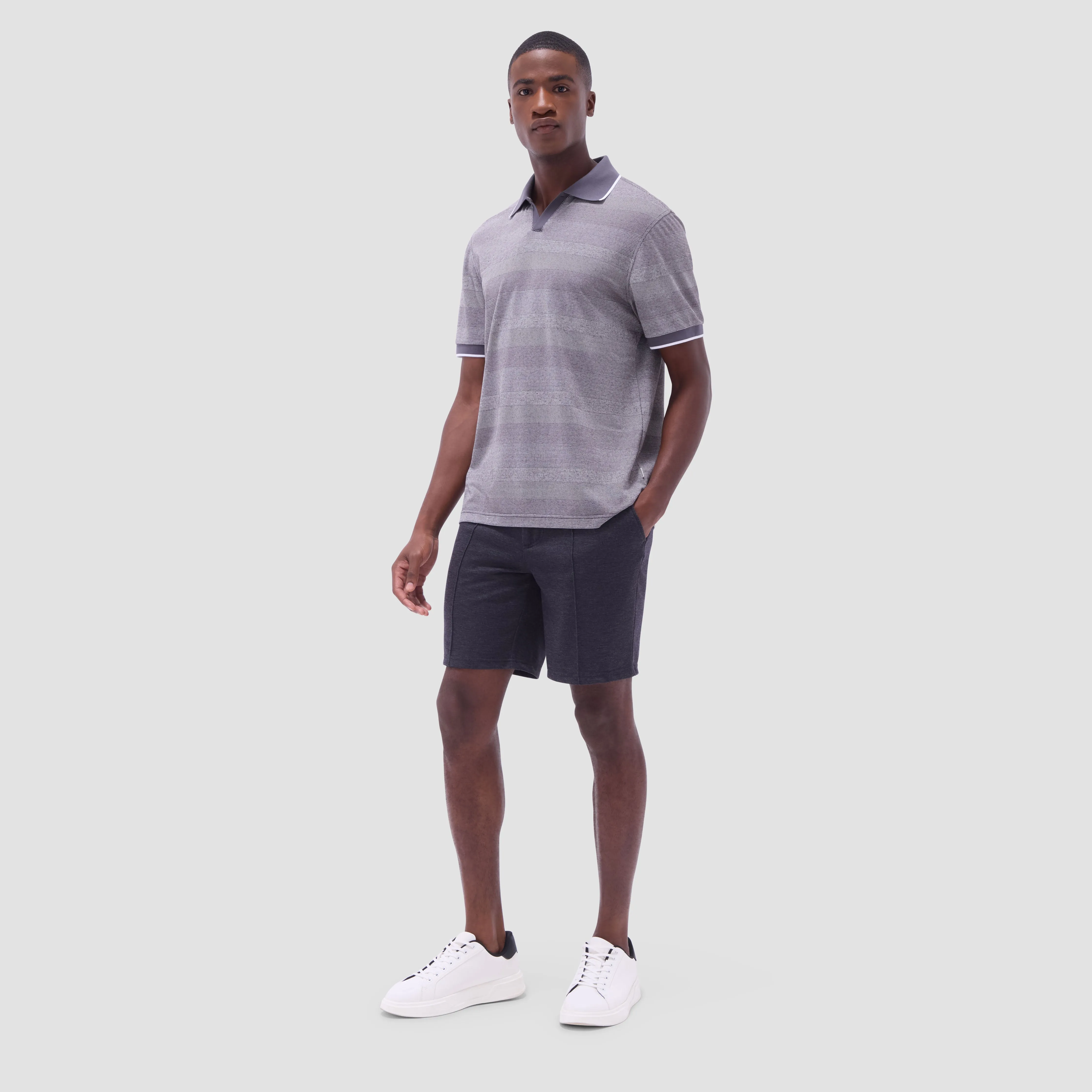 Mixed Media Johnny Collar Polo Shirt