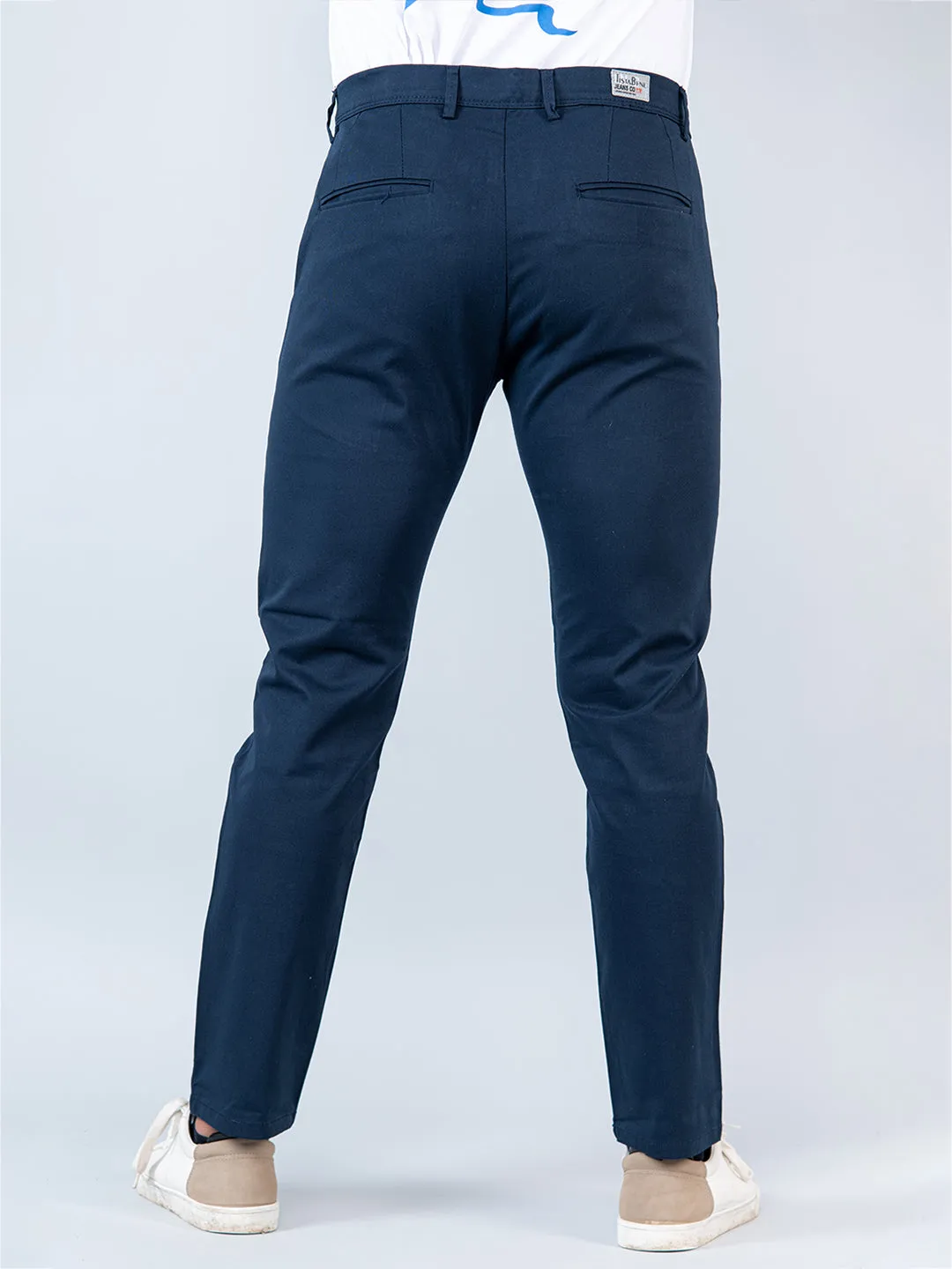 Navy Blue Fusion Fit Cotton Mens Chinos