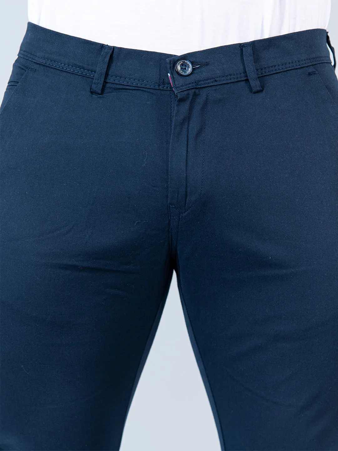 Navy Blue Fusion Fit Cotton Mens Chinos