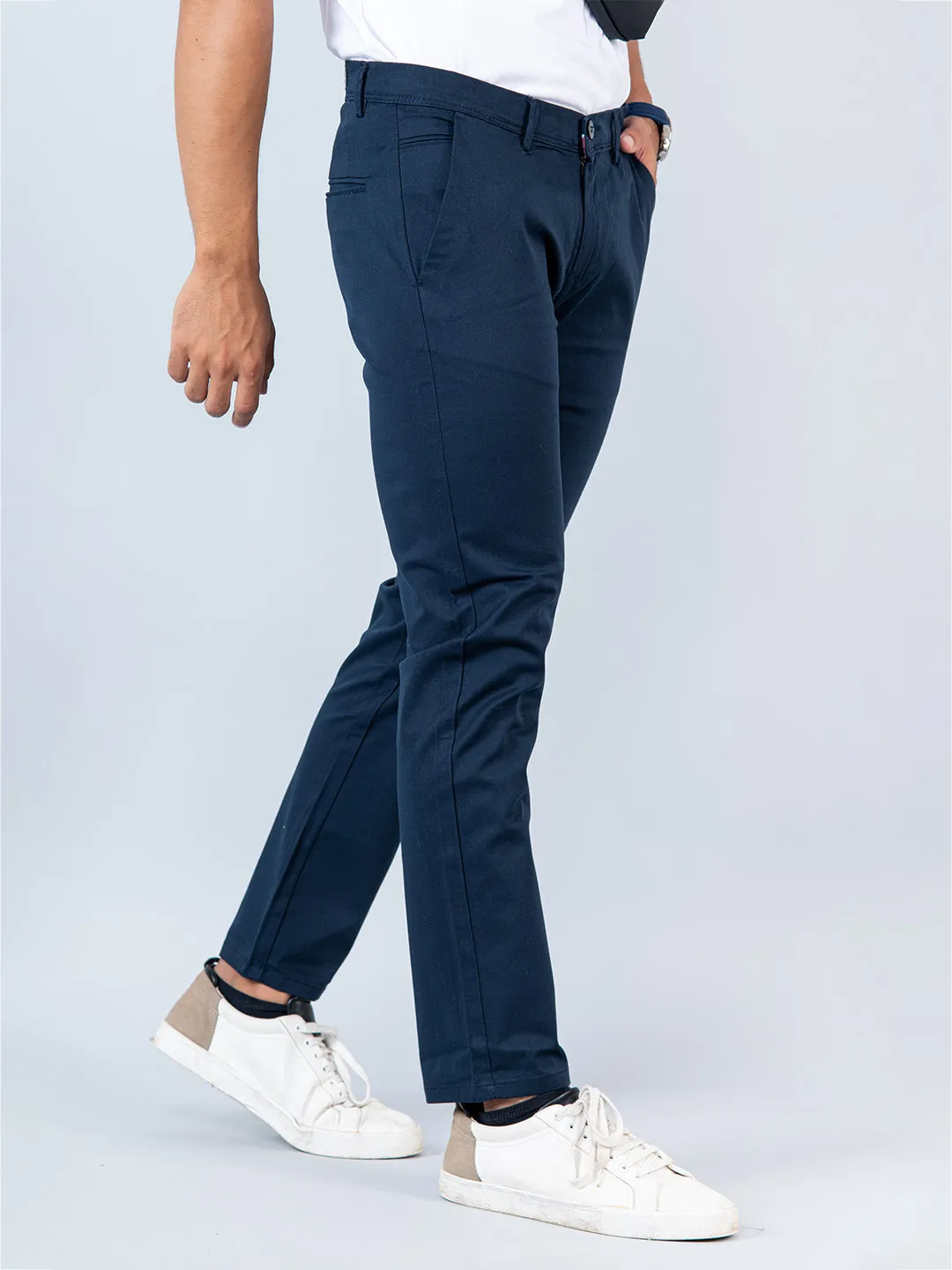 Navy Blue Fusion Fit Cotton Mens Chinos