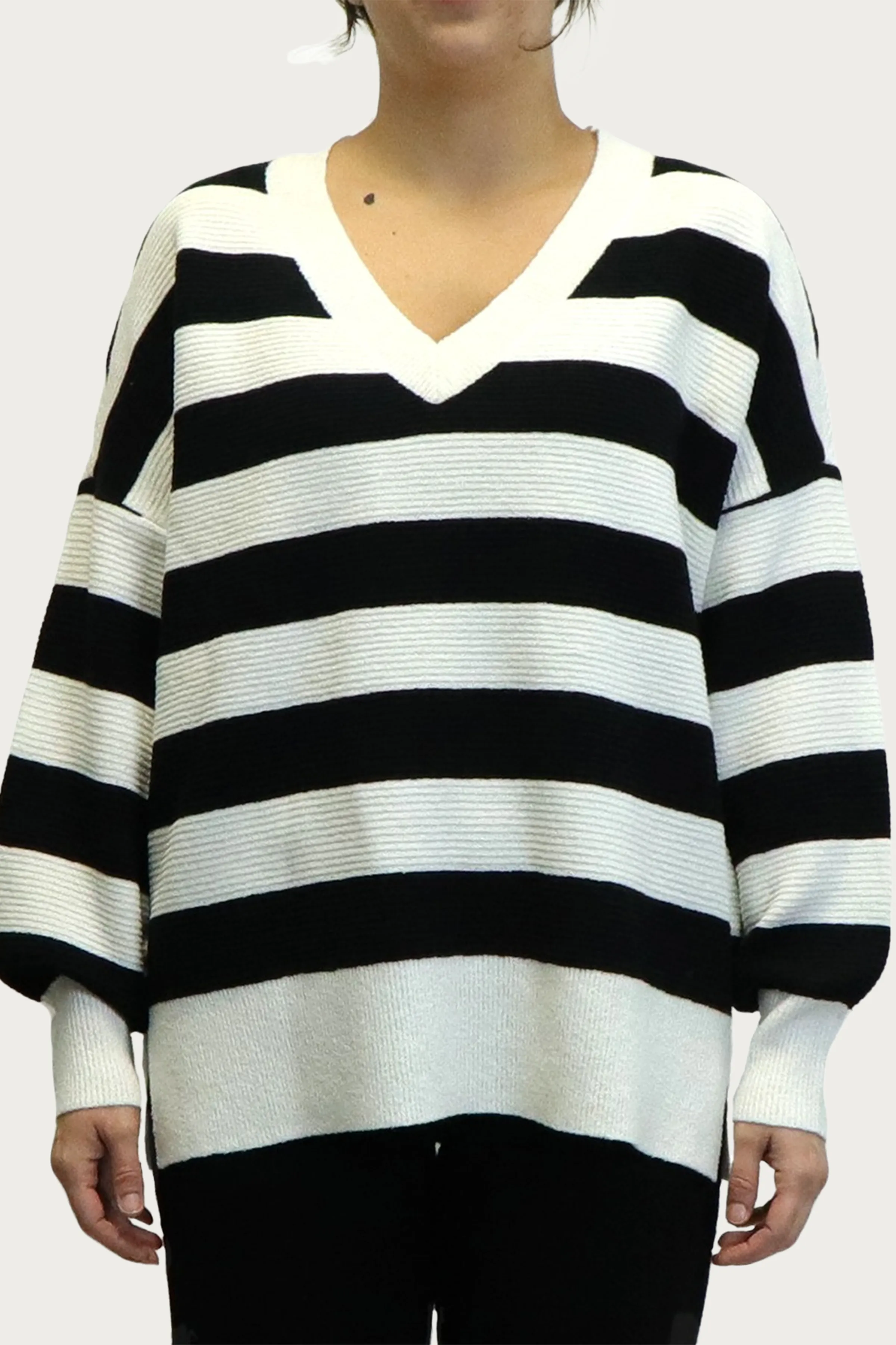 OVERSIZED OTTOMAN RUGBY STRIPED SWEATER