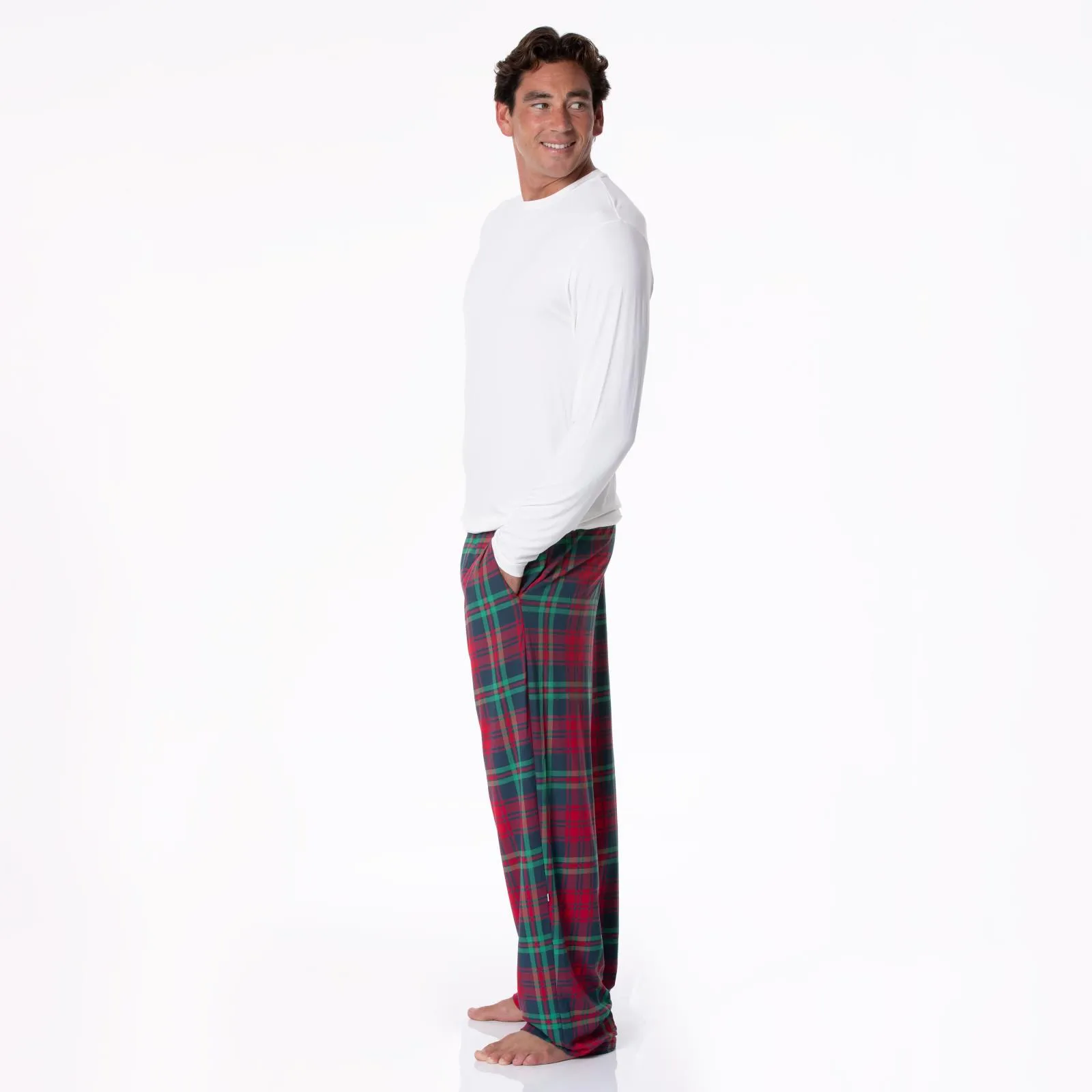 Peacock Plaid Men's Print Pajama Pants Kickee Pants  - Holiday
