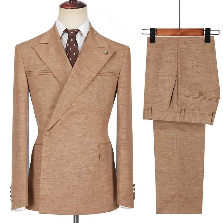 Peaked Lapel Ruffles Slim Fit Formal Men Suits