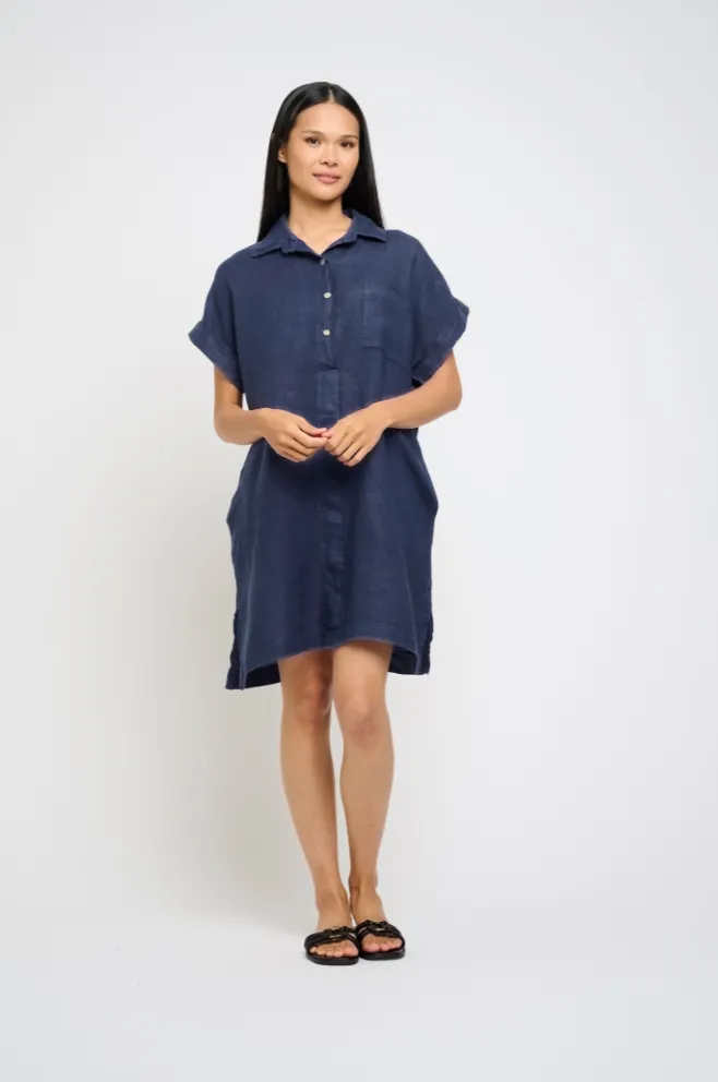 Pistache Linen Shirt Dress
