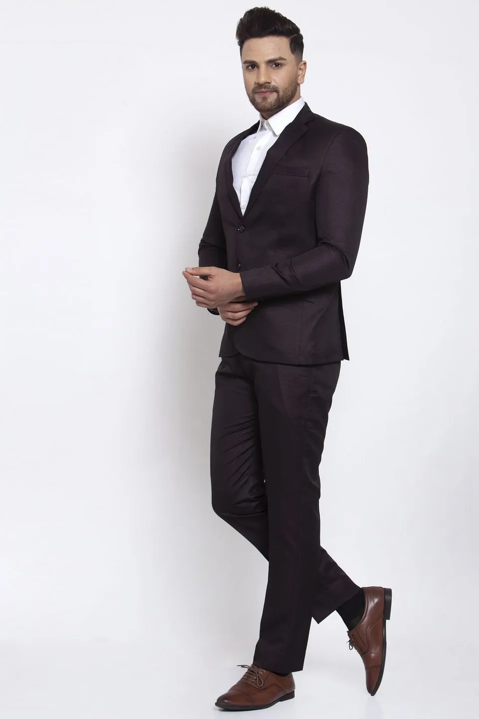 Poly Blend Coffee Two Piece Suit