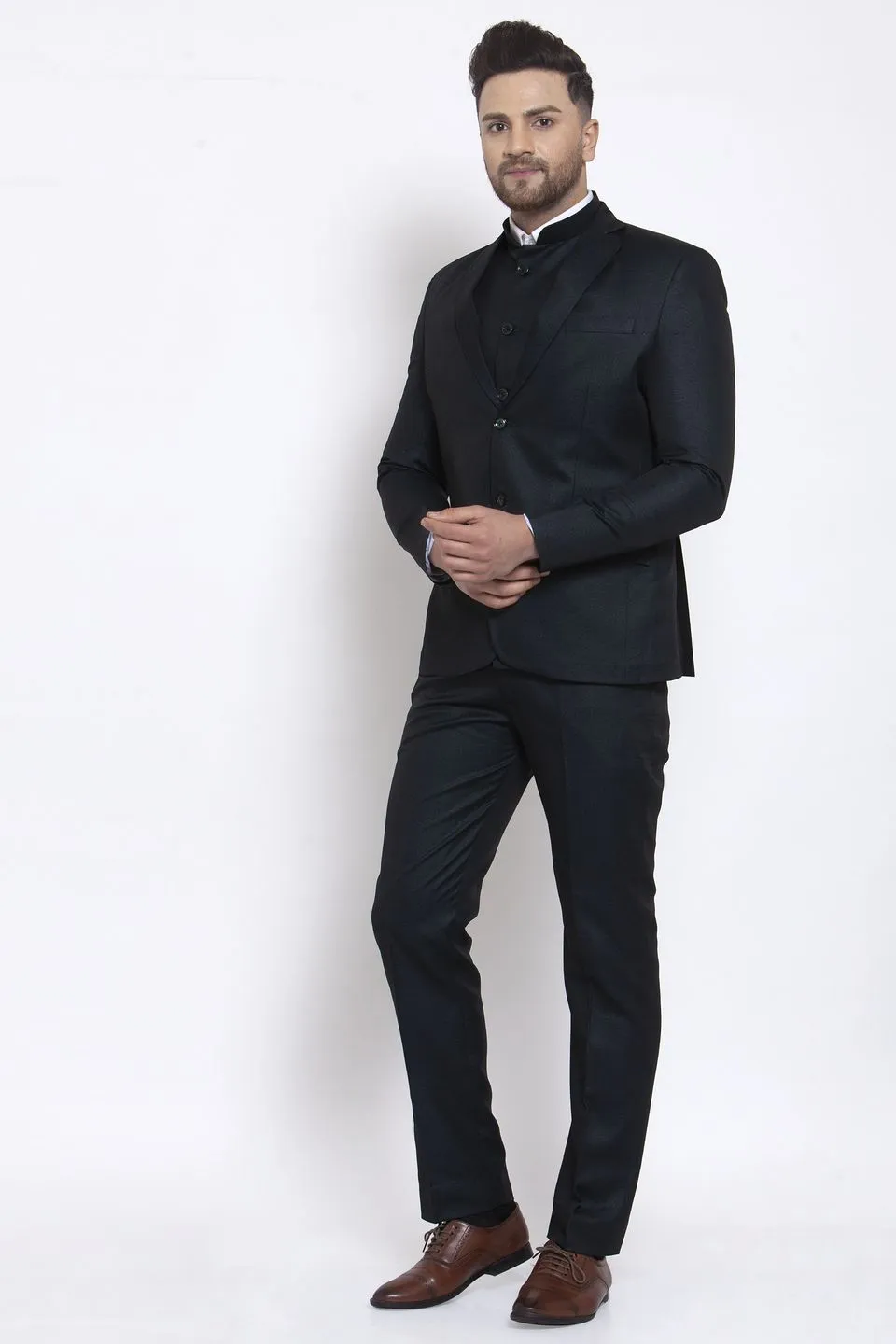 Poly Blend Green Three Piece Suit