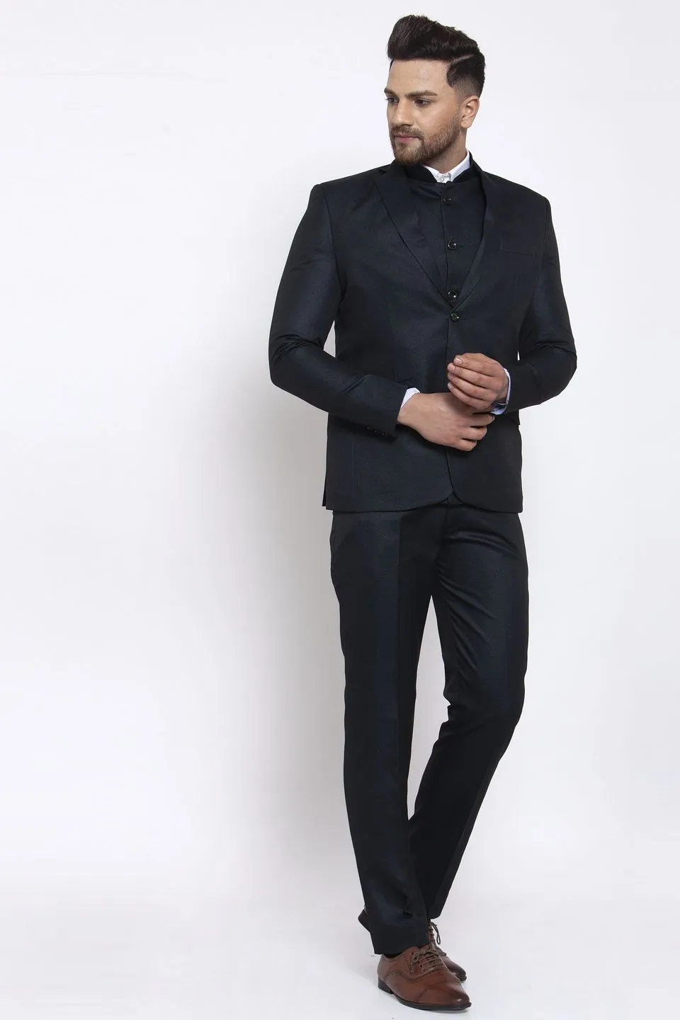 Poly Blend Green Three Piece Suit