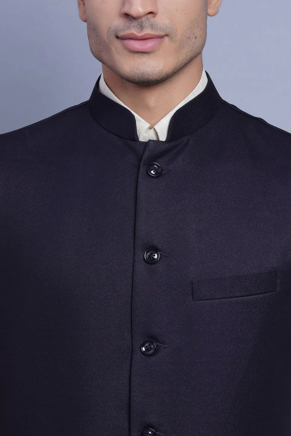 Poly Blend Violet Vest and Trouser Set