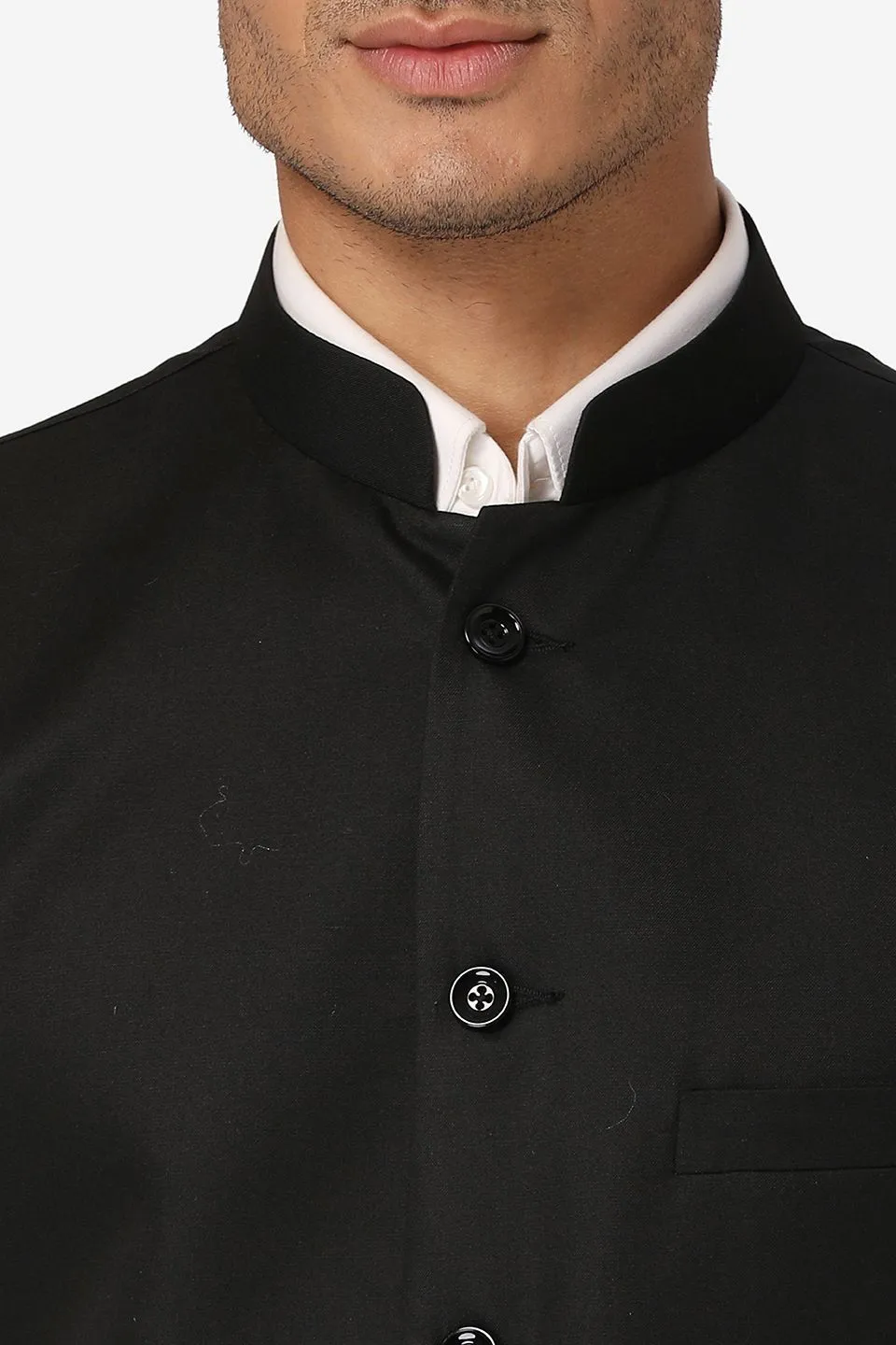 Polyester Cotton Black Modi Nehru Jacket