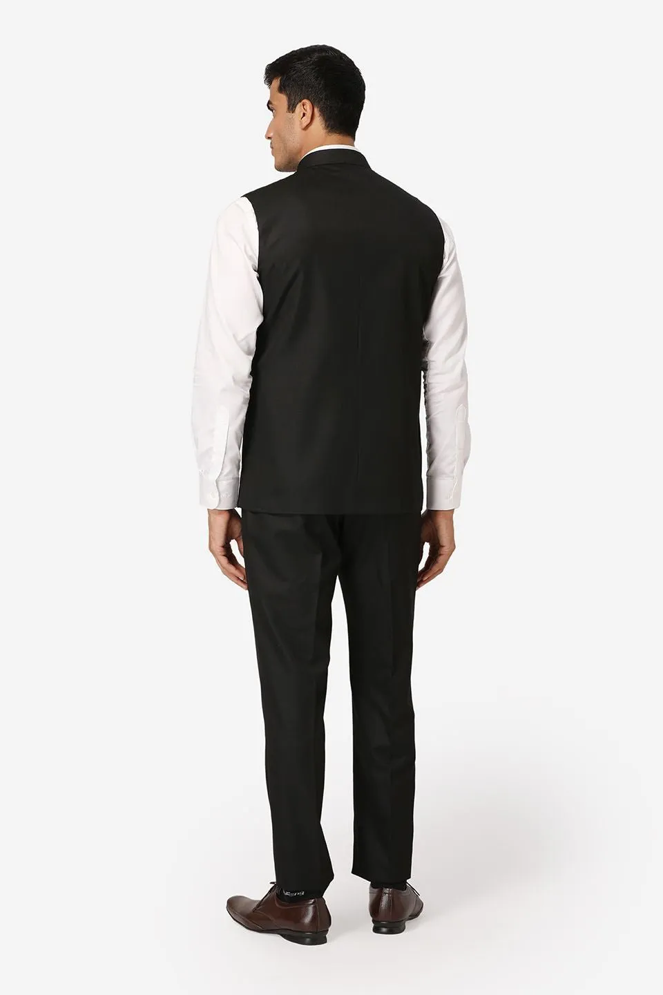 Polyester Cotton Black Vest and Trouser Set