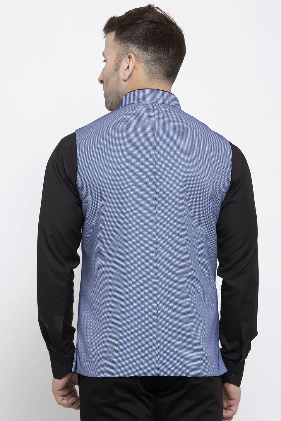 Polyester Cotton Blue Modi Nehru Jacket